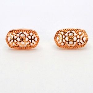 Rose Gold Filigree Stud Earrings